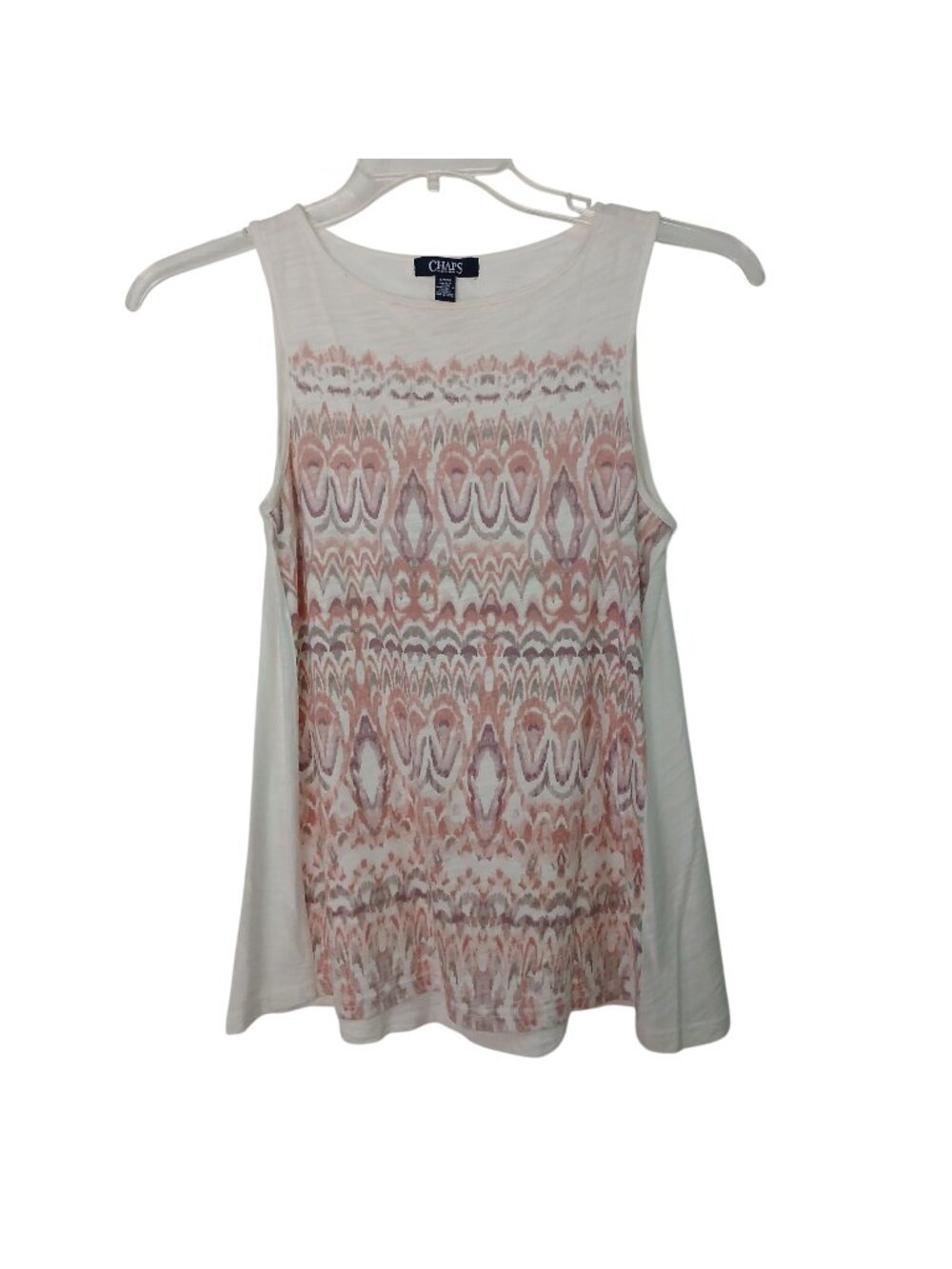 Chaps Denim Womens Sz S Sleeveless Tank Top Cream Pink Purple Abstract Print #I9